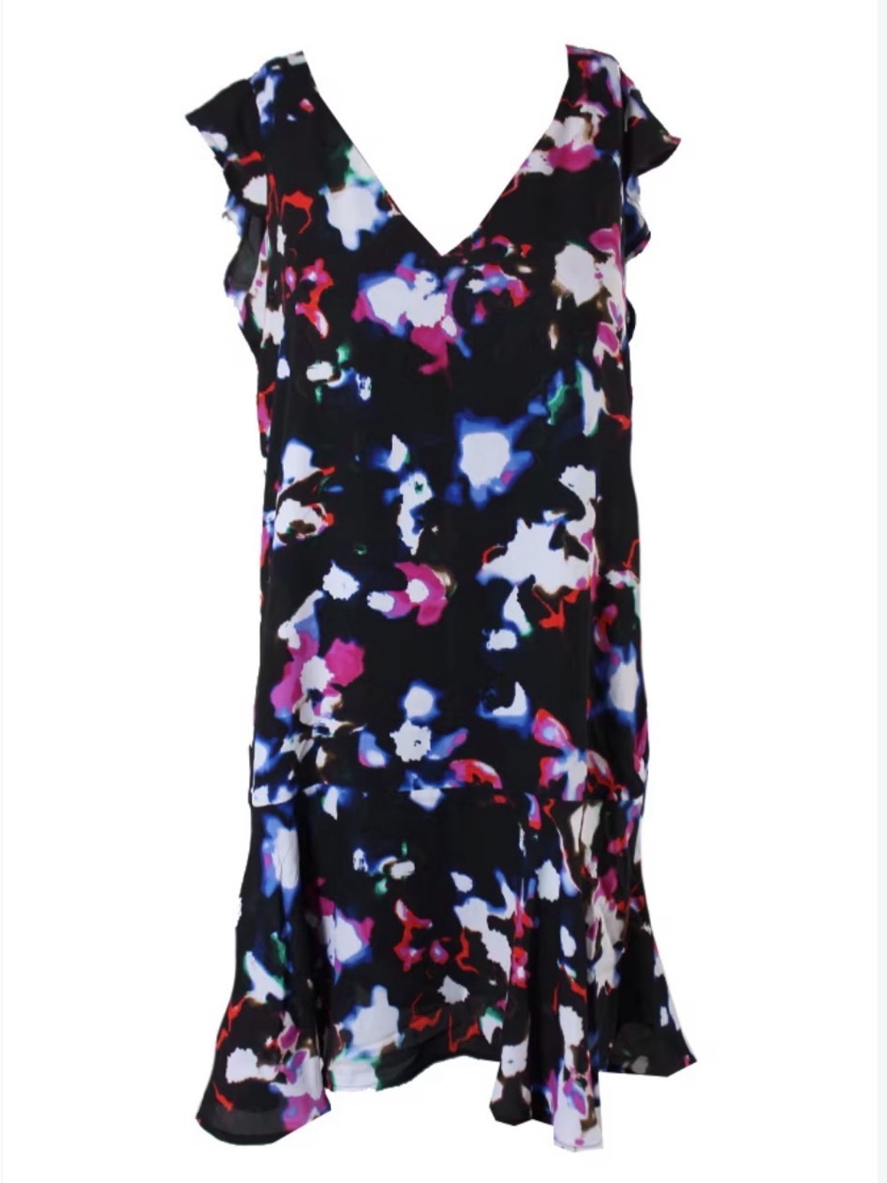 1. State Black V-Neck Mini Dress with Multi-Color Floral Print